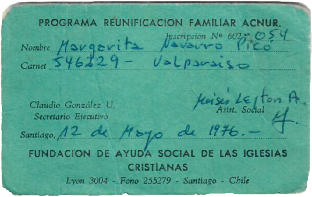 Ausweis des UNHCR-Programms für Familienzusammenführung, Santiago 1976, Foto: Privat